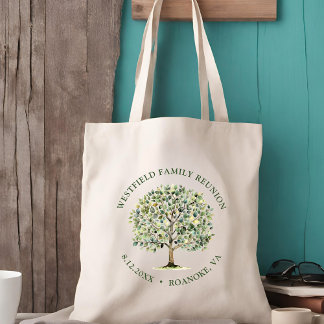 Tote Bag Arbre d'aquarelle en bois de la Réunion familiale