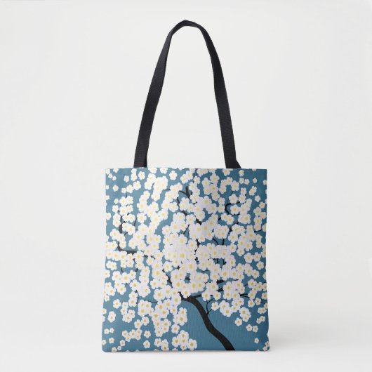 Tote Bag Arbre d'art à fleurs blanches jolies (Devant)