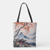 Tote Bag Arbre d'automne et Temple (Dos)
