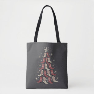 Tote Bag Arbre de bottes de cowboy de Noël occidentales Bot