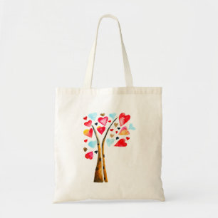 Tote Bag Arbre de cœur art à l'aquarelle pour la Saint-Vale