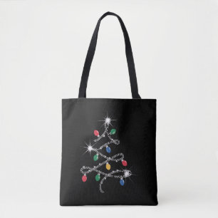 Tote Bag Arbre de lumière de Noël Rhinestone Mega Bling