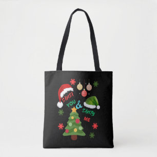 Tote Bag Arbre de Noël avec chapeau de Père Noël