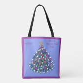 Tote Bag Arbre de Noël blanc violet bleu (Dos)