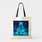 Tote Bag Arbre de Noël bleu électrique moderne avec lumière (Devant)