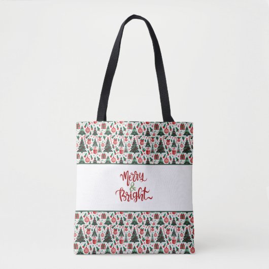 Tote Bag Arbre de Noël, cadeaux, sucre de canne (Devant)
