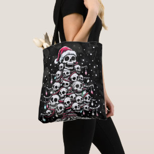 Tote Bag Arbre de Noël Crâne Pantalon de Pyjama Squelette C