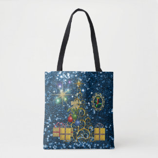 Tote Bag Arbre de Noël d'or et Parties scintillant des Faux