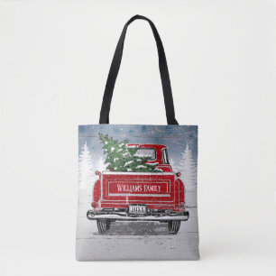Tote Bag Arbre de Noël du Camion rouge Vintage Nom russe