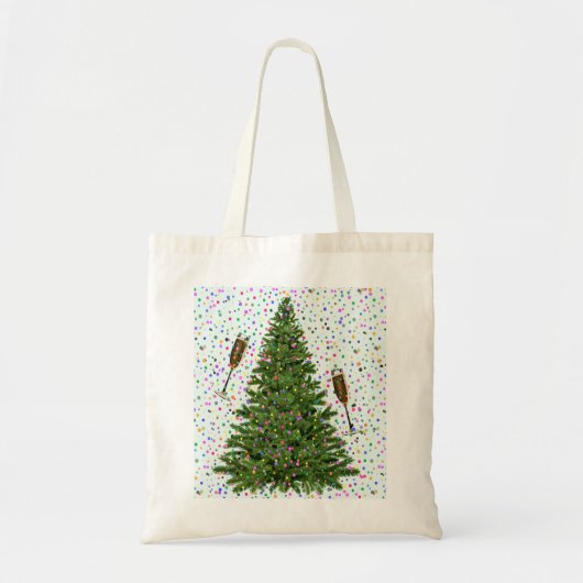 Tote Bag arbre de noël du champagne (Devant)