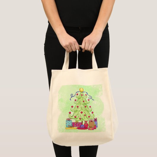 Tote Bag Arbre de Noël et présente l'Art Vert original (Devant (produit))