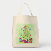 Tote Bag Arbre de Noël et présente l'Art Vert original (Devant)