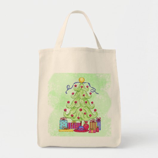 Tote Bag Arbre de Noël et présente l'Art Vert original (Devant)