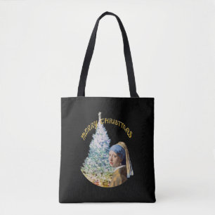 Tote Bag Arbre de Noël, fille avec une perle à oreille