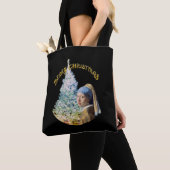 Tote Bag Arbre de Noël, fille avec une perle à oreille (De près)
