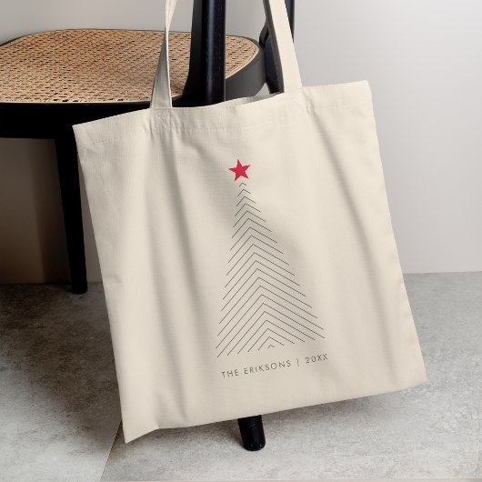Tote Bag Arbre de Noël minimal | Red Star Clean Simple