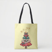 Tote Bag Arbre de Noël Moderne Coloré (Devant)