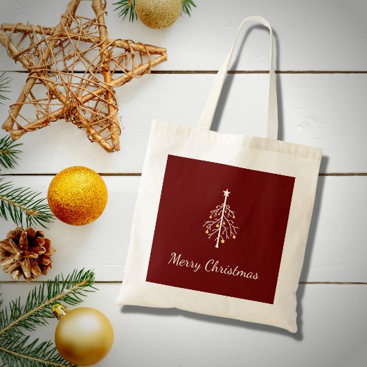 Tote Bag Arbre de Noël moderne Rouge festif