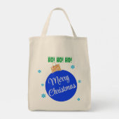 Tote Bag Arbre de Noël neigeux Boule d'ornement bleu (Dos)