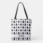 Tote Bag Arbre de Noël noir et blanc Motif et texte (Dos)