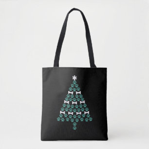 Tote Bag Arbre de Noël Patte de Chien Cadeau de Noël Mignon