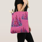 Tote Bag Arbre de Noël rose tendance Preppy esthétique (De près)