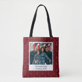 Tote Bag Arbre de Noël rouge Crimson moderne et voeux (Devant)