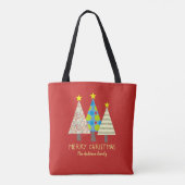 Tote Bag Arbre de Noël rouge de fêtes (Dos)
