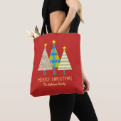 Tote Bag Arbre de Noël rouge de fêtes (De près)