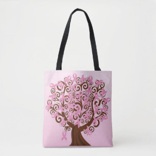 Tote Bag Arbre de rubans rose de cancer du sein fourre-tout