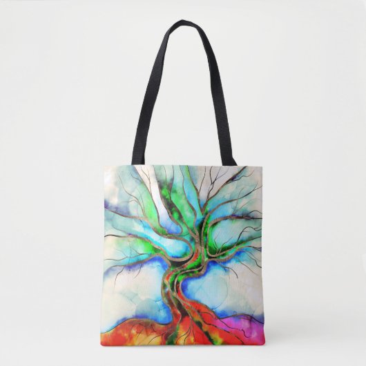 Tote Bag Arbre de vie - aquarelle, encre et or (Devant)