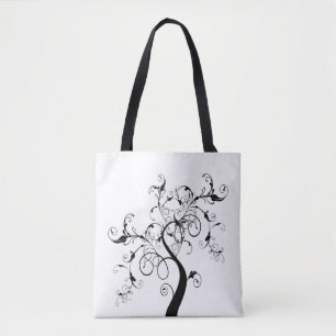 Tote Bag Arbre de vie noir et blanc