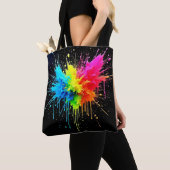 Tote Bag Arbre en poudre arc-en-ciel (De près)