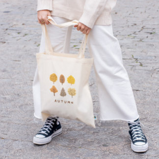 Tote Bag Arbre et Citrouille Automnaux Minimalistes