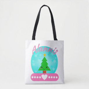 Tote Bag Arbre Et Coeurs De Noël Personnalisés