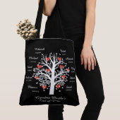 Tote Bag Arbre grand-mère (coeurs) 10 noms/anniversaires Sa (De près)