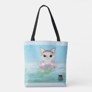 Tote Bag Arbre Purrmaids avec un chat de calicot