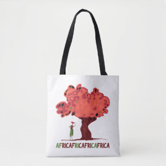 Tote Bag Arbre rouge avec une femme d'Afrique