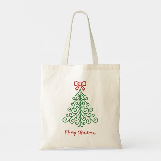 Tote Bag Arbre simple avec bow Noël moderne (Dos)