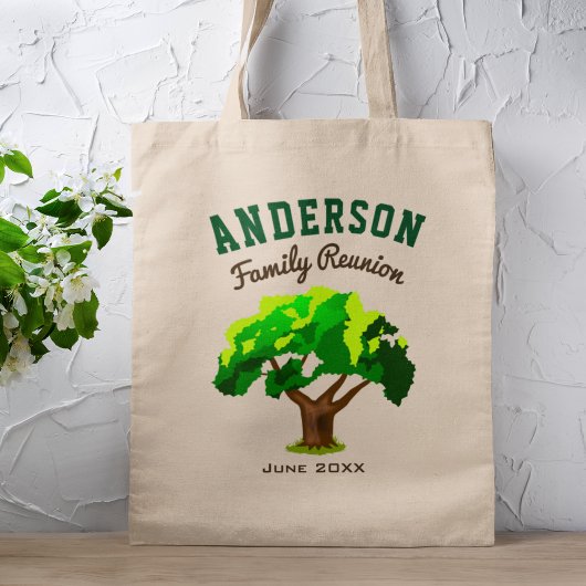 Tote Bag Arbre vert Nom personnalisé Famille Réunion