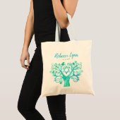 Tote Bag Arbre vert turquoise d'aquarelle de bat mitzvah de (Devant (produit))