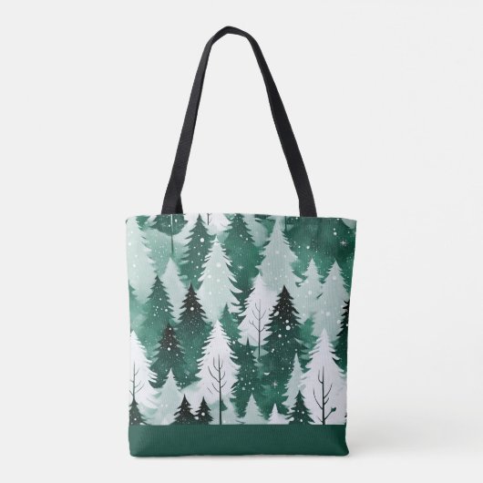 Tote Bag Arbres à feuillage persistant Forêt d'hiver Monogr (Dos)