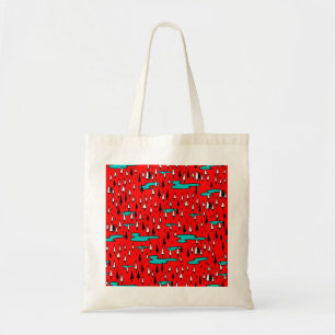 Tote Bag Arbres à main levée : motif de Noël scandinave.