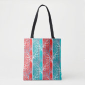 Tote Bag Arbres abstraits sans joint branche corail bleu li (Devant)