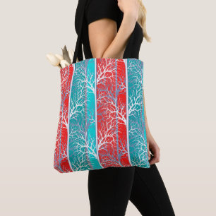Tote Bag Arbres abstraits sans joint branche corail bleu li