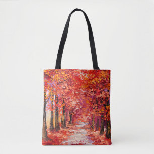Tote Bag Arbres d'automne colorés, peinture impressionniste