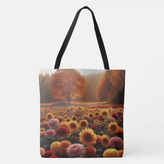 Tote Bag Arbres d'automne/terrain avec maman (Devant)
