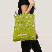 Tote Bag Arbres de Noël blancs en vert (De près)