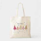 Tote Bag Arbres de Noël modernes Joyeux et lumineux (Devant)