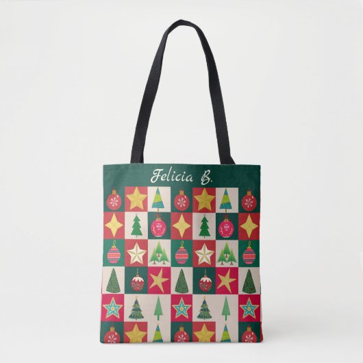 Tote Bag Arbres Ornements et étoiles Carré (Devant)